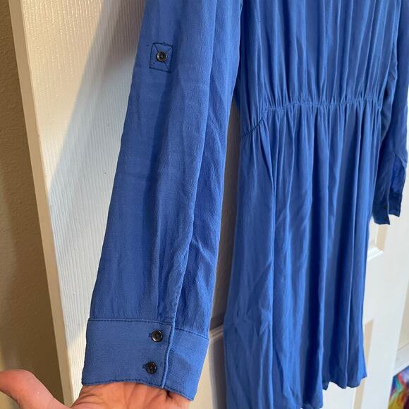 Maeve Anthropologie Blue V-Neck Utility Dress, Size L - Picture 12 of 16